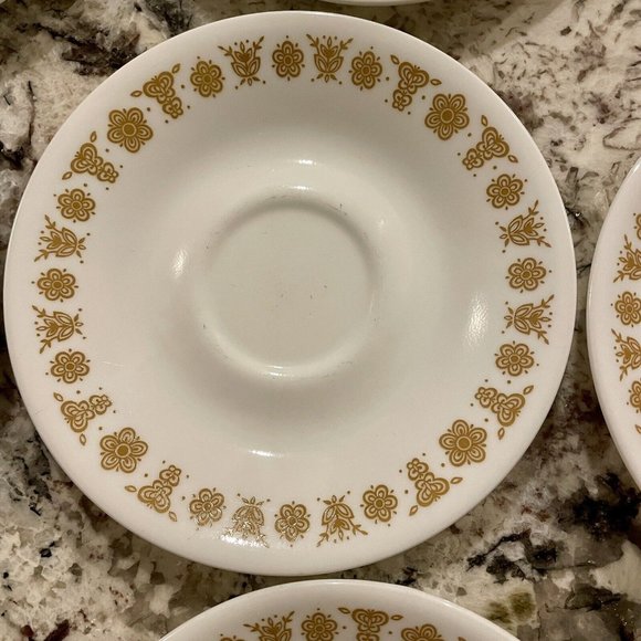 Vintage Corelle Butterfly Gold Saucers 6-1/4" Plates 6.25” Set Of 8 - Picture 2 of 4